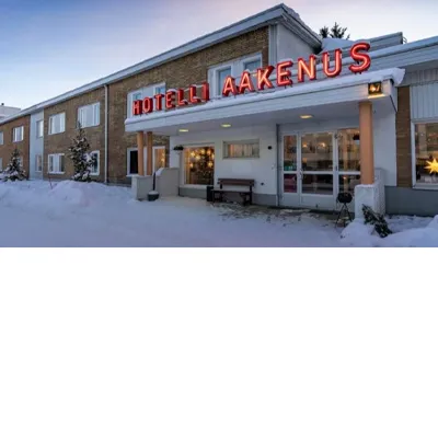 Hotel Aakenus in snowy winter setting, Finland
