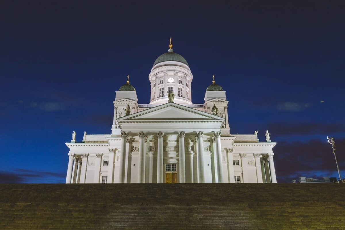 Helsinki rainy day cathedral