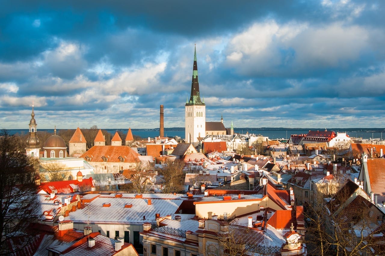 Tallinn city rainy day