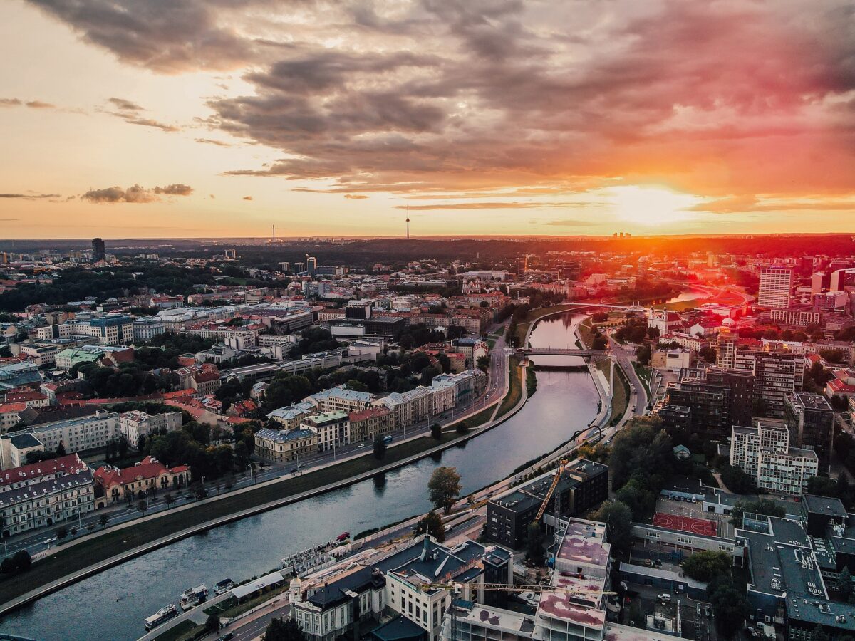 Vilnius city rainy day Lithuania