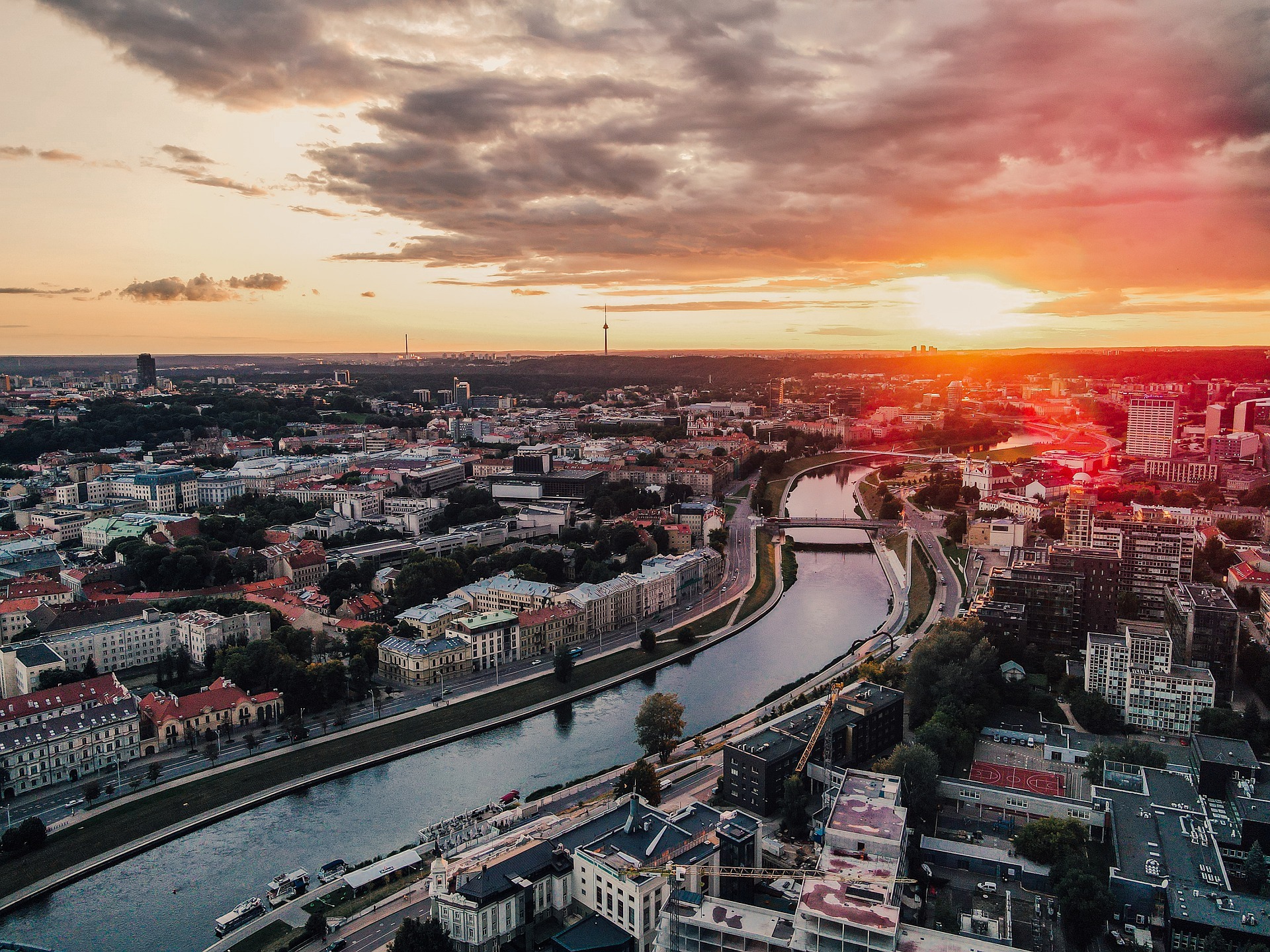 Vilnius city rainy day Lithuania